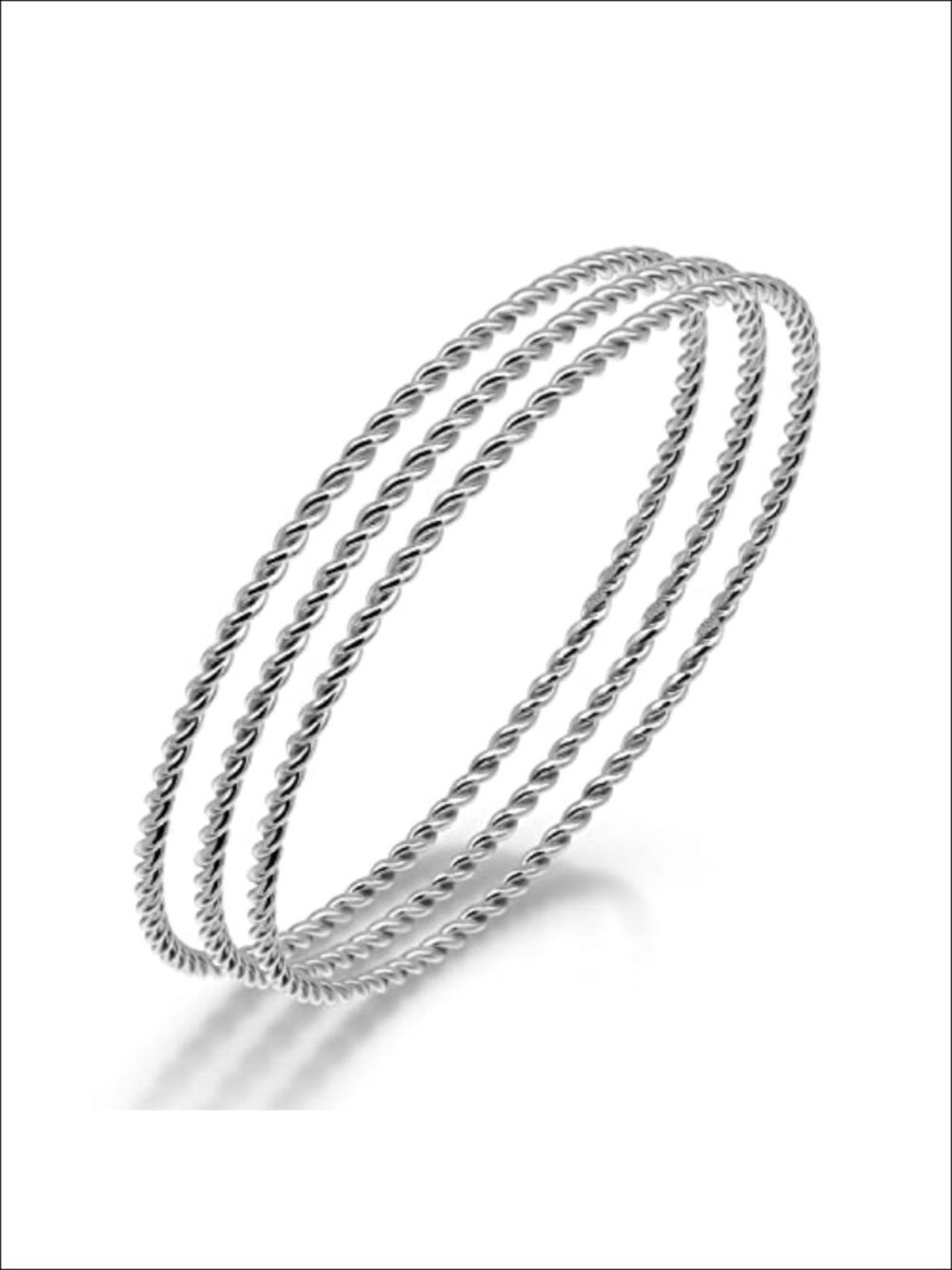 925 Sterling Silver Bangle Bracelet Twisted Glossy Round 3 Loop Party Jewelry